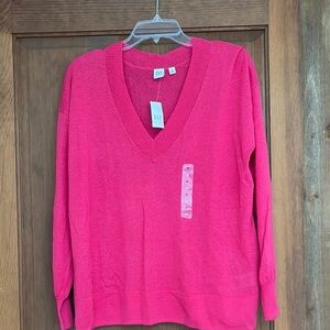 GAP Women's Pink V-Neck Sweater